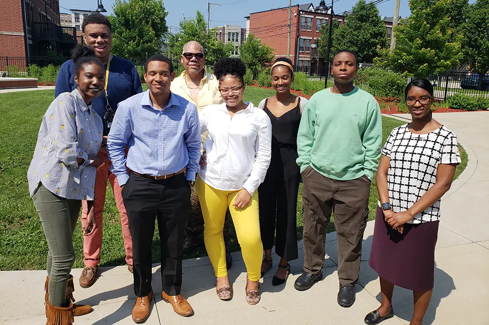 Students and a professor in Bronzeville