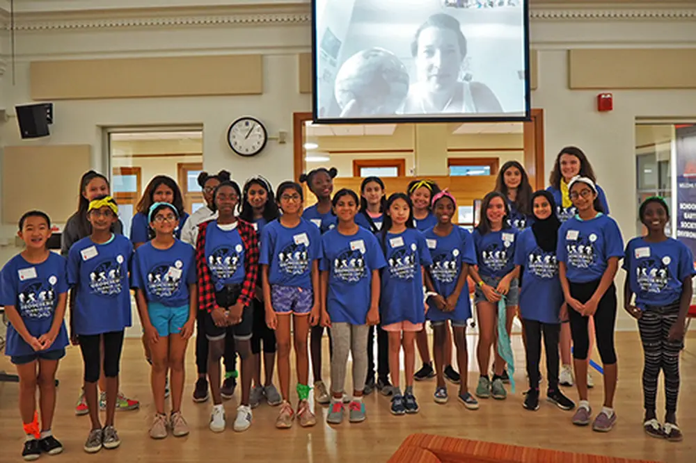 Girls at a geoscience camp for middle schoolers