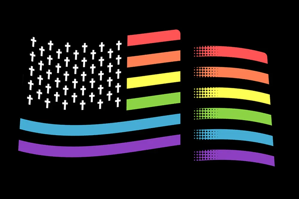 Image of crosses on American flag
