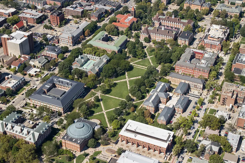 Aerial photo of campus