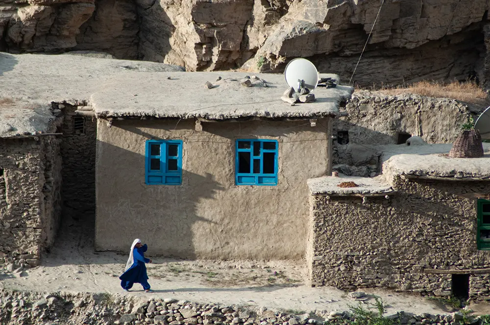 Buildings in Afghanistan with a satellite dish
