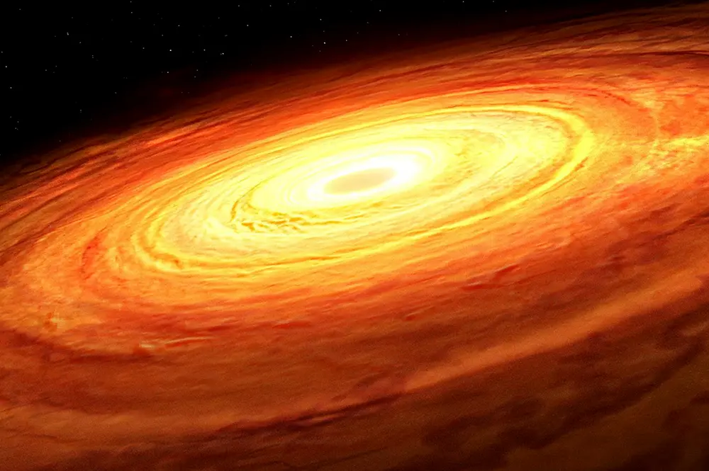 Artist rendering of disc of material surrounding black hole