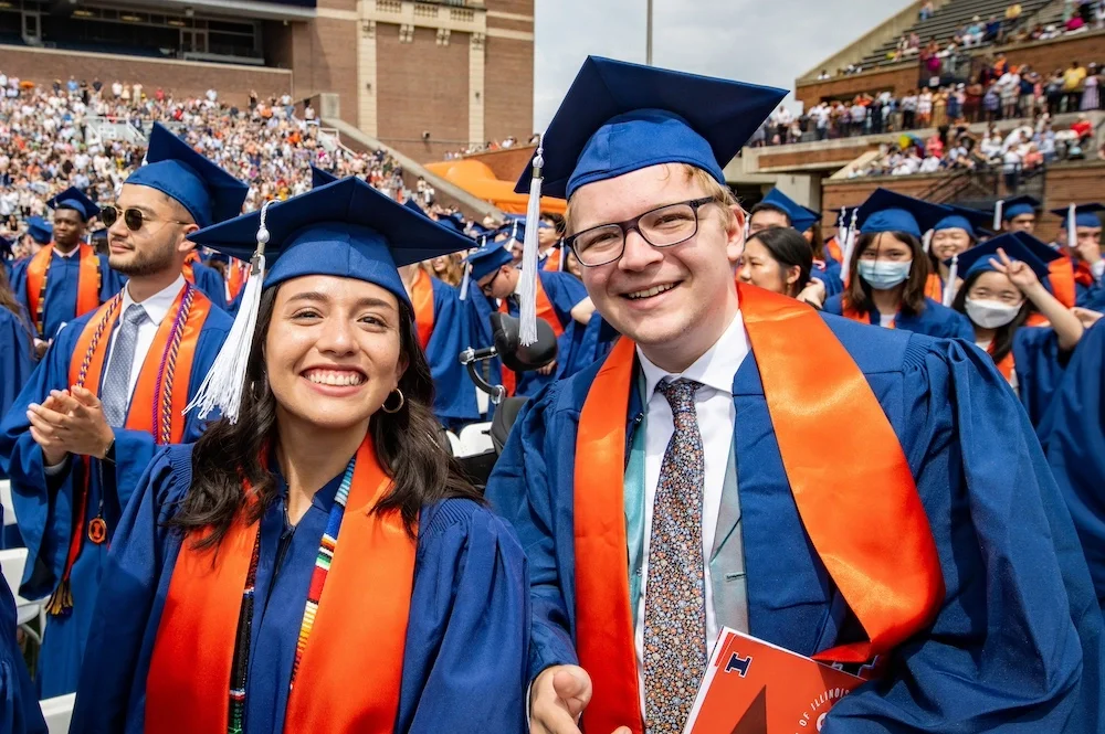 Graduates at commencement ceremony