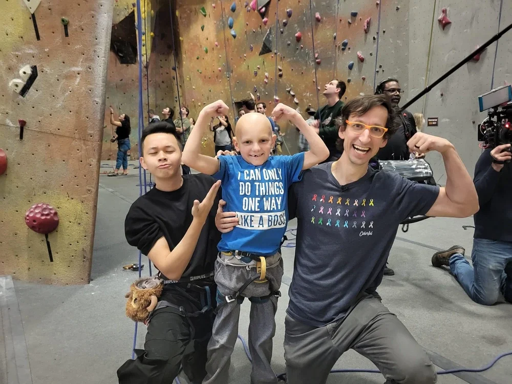 Koschmann with climbing participants