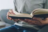 Open book on lap