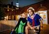 Two students in Halloween costumes at the Illini Union. 
