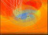 Researchers create 3-D simulations of the collision of two supermassive black holes