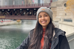 Student poses for photo in downtown Chicago