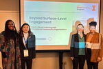 Pictured is Lica with Erin, Nikia, and Ana at the Global Student Leadership Summit