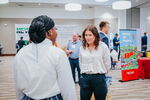 Student and a recruiter talking at the LAS career fair