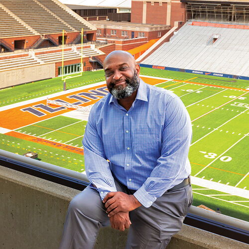 Kameno Bell in the stands of Memorial Stadium 