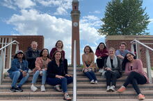 Ellen Reckamp poses with other exchange students in Birmingham, UK.